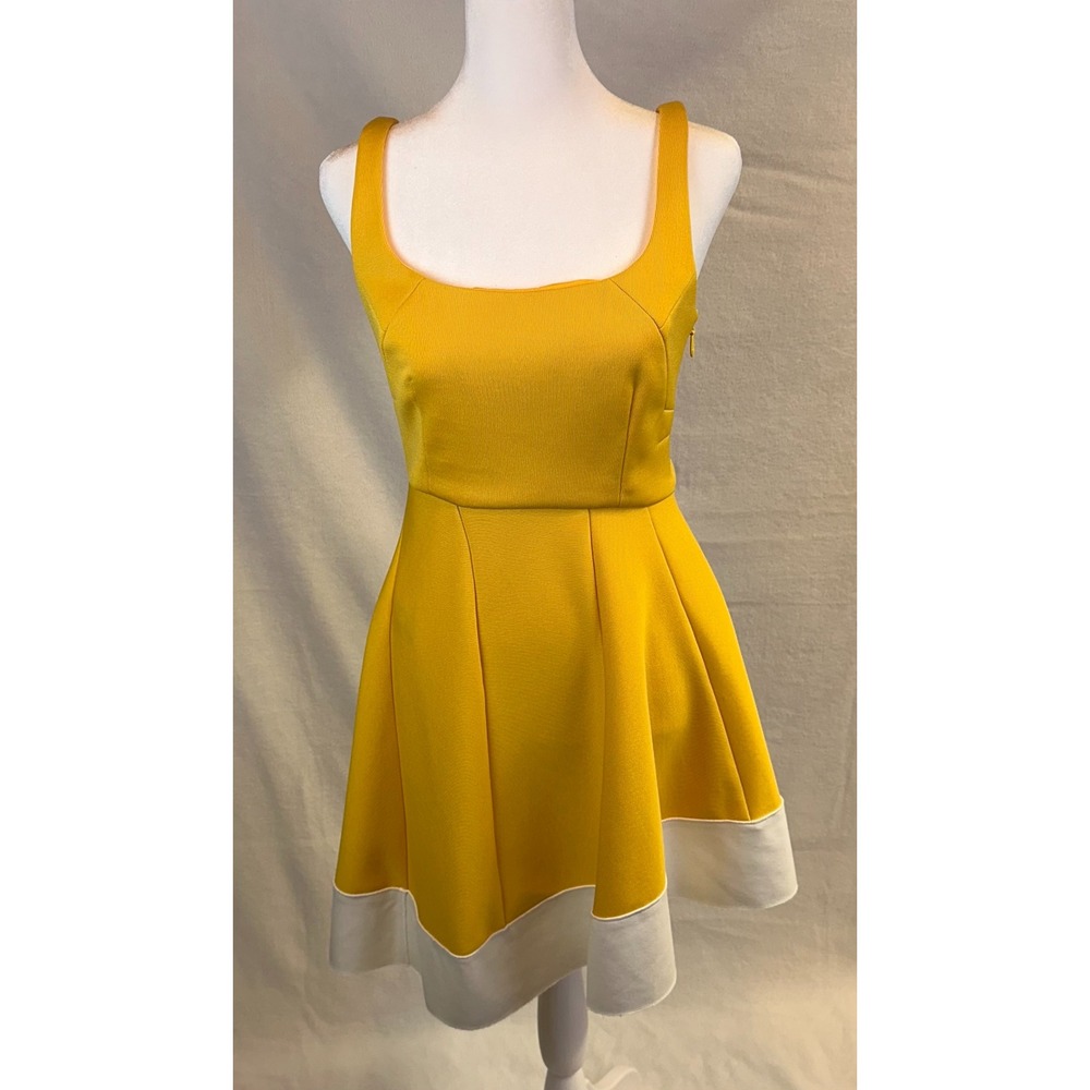 Esteban Cortazar Dress Womens Size 2 Yellow Fit Flare 60s 50s Retro Style - Picture 1 of 11